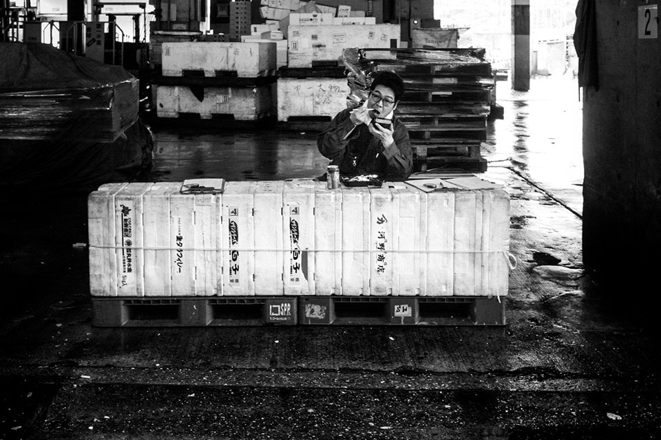 Black and white photos of the book â€œTokyo Tsukijiâ€ by Nicola Tanzini.